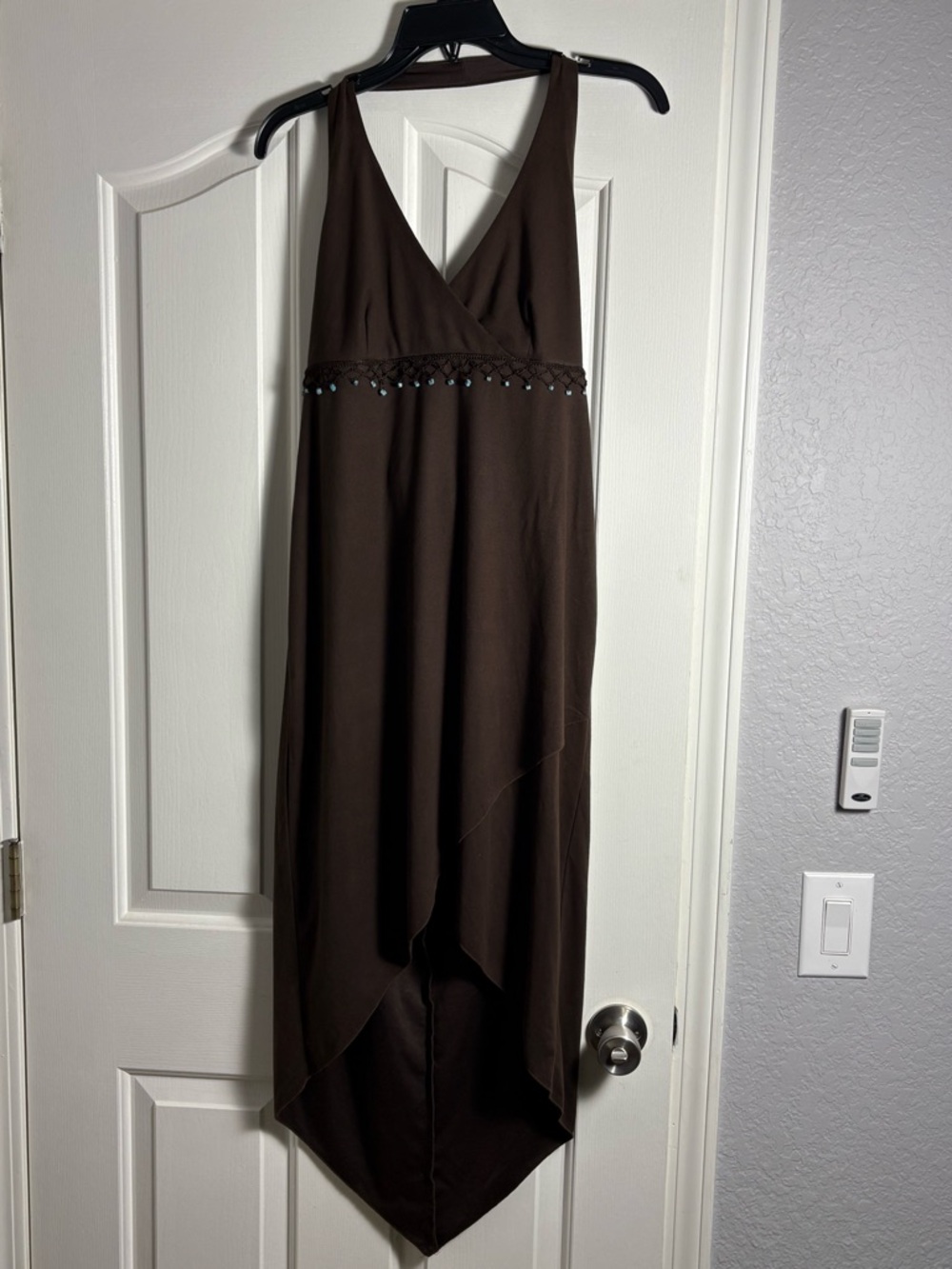 City Triangles Brown Halter Boho Vibes Sleeveless Dress w/ Beaded Waist Size XL